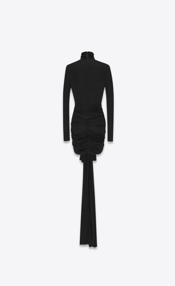 Draped dress in shiny jersey | Saint Laurent | YSL.com