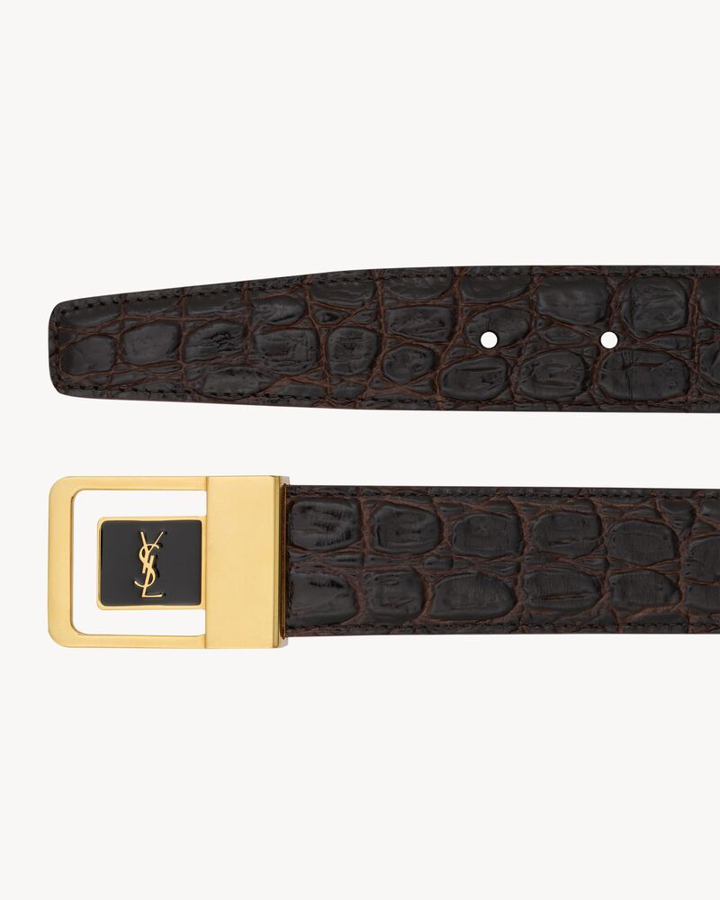 LA 66 buckle belt in crocodile-embossed leather