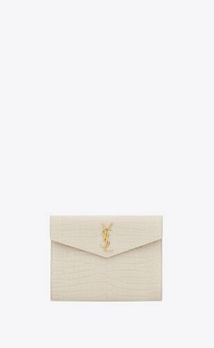 uptown baby pouch in shiny crocodile-embossed leather