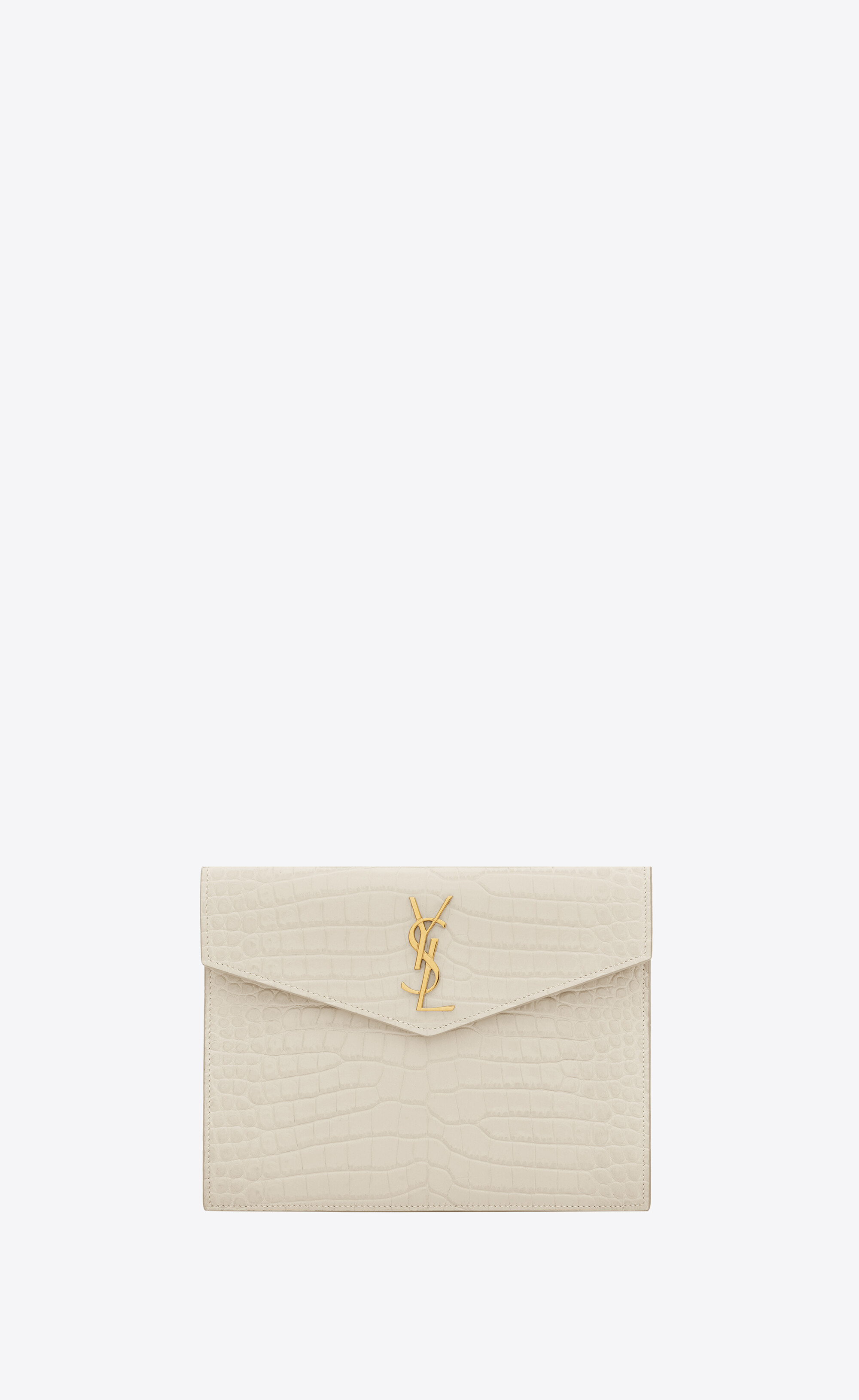 uptown baby pouch in shiny crocodile-embossed leather