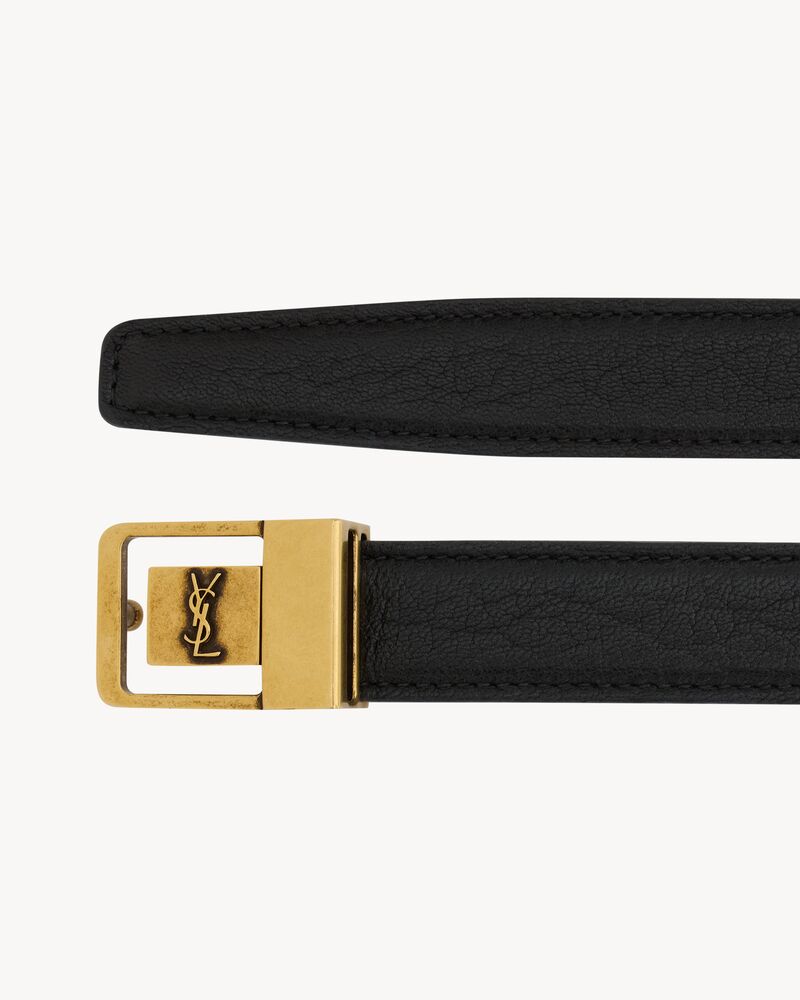 LA 66 buckle thin belt in grained lambskin