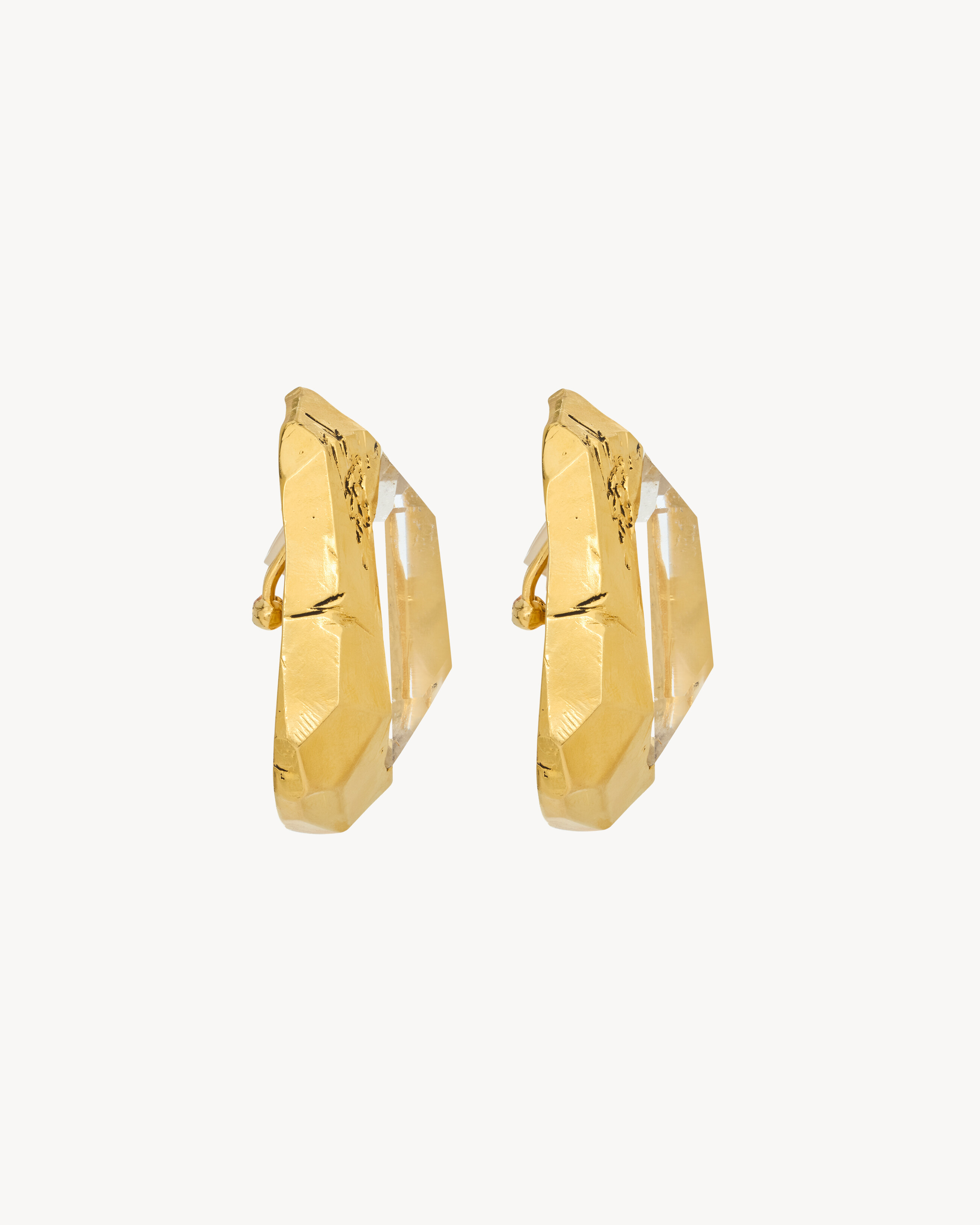 pitted earrings in crystal rock and metal