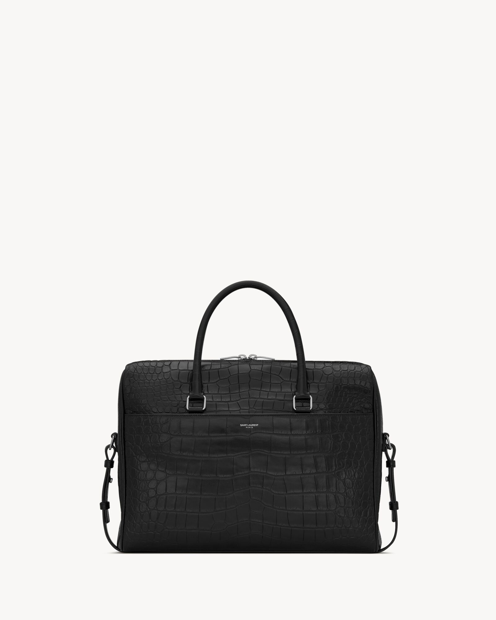 DUFFLE SAINT LAURENT briefcase bag in crocodile-embossed matte leather — 625449DZE0E1000