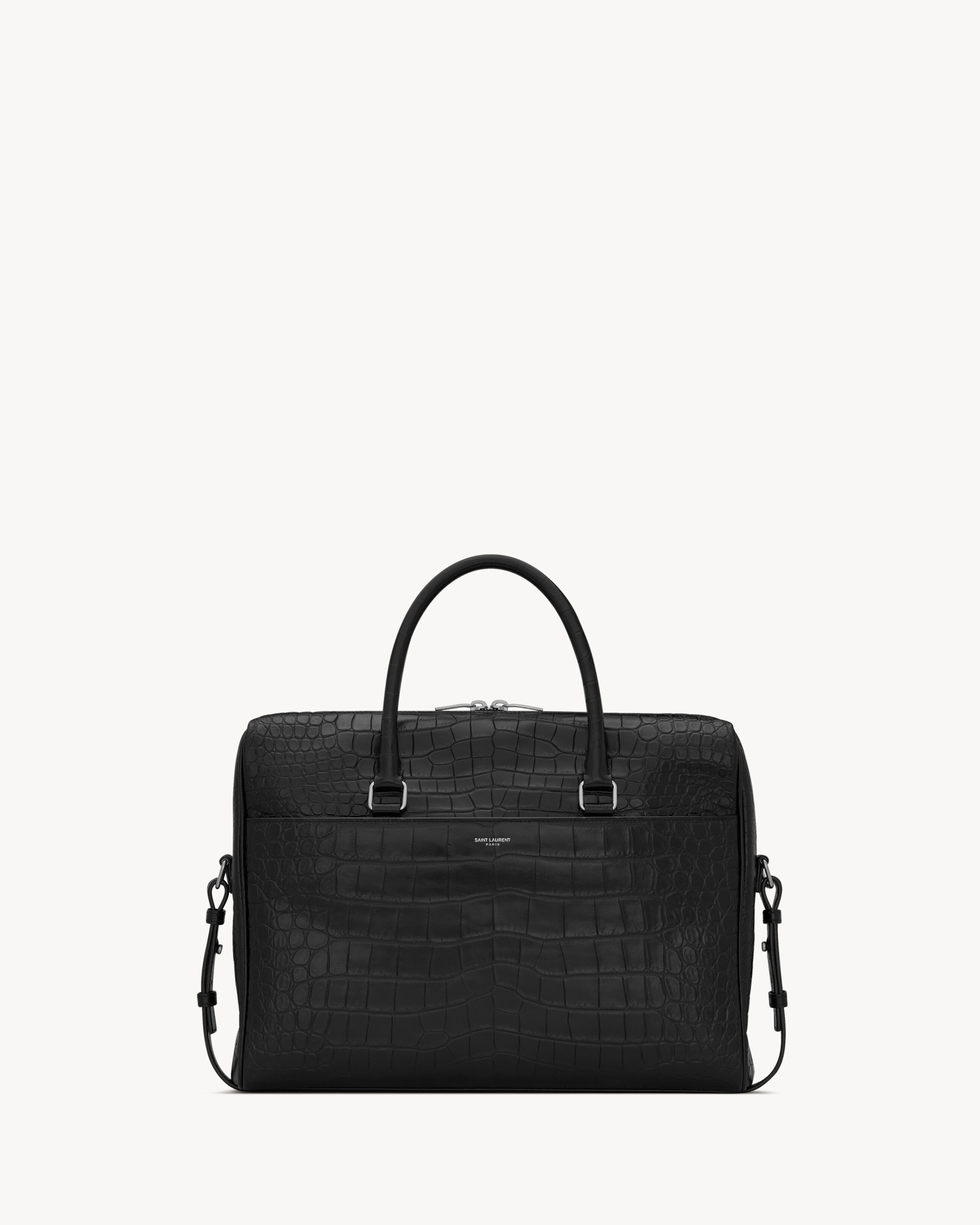 duffle saint laurent briefcase bag in crocodile embossed matte leather