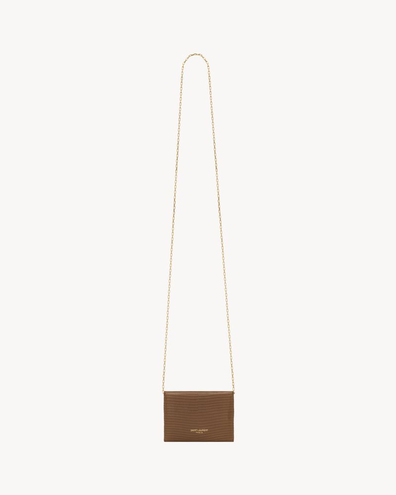LETTER chain card case in lizard