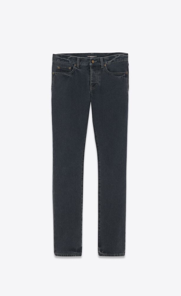 jeans slim fit in denim blu nero scuro