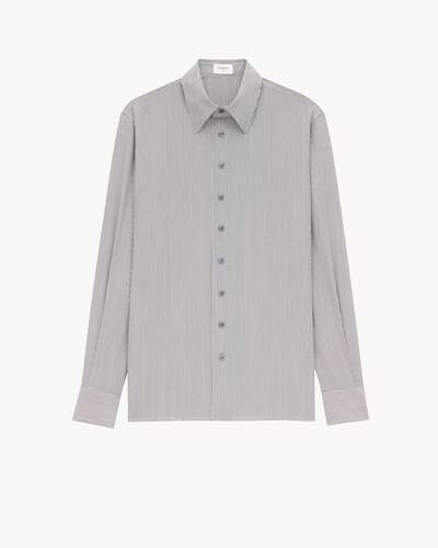 ストライプシルク製 シャツ ブラック | Saint Laurent | YSL JA-JP