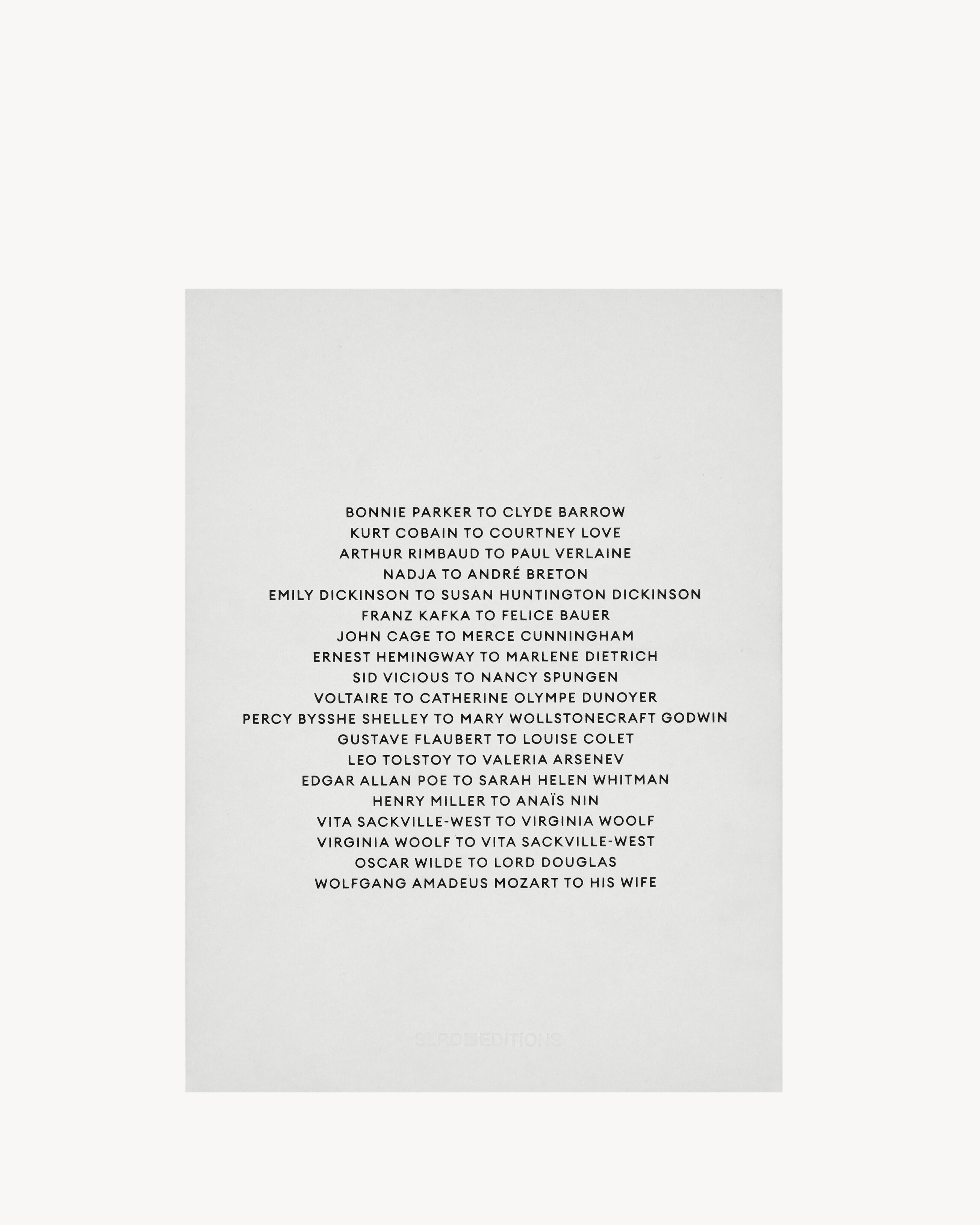 SL EDITIONS: LOVE LETTERS