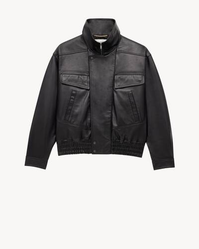 ジャケット・アウター YVESSAINTLAURENT YSL Black jacket Saint Laurent - Black Velvet YSL Logo Embroidered Varsity Jacket