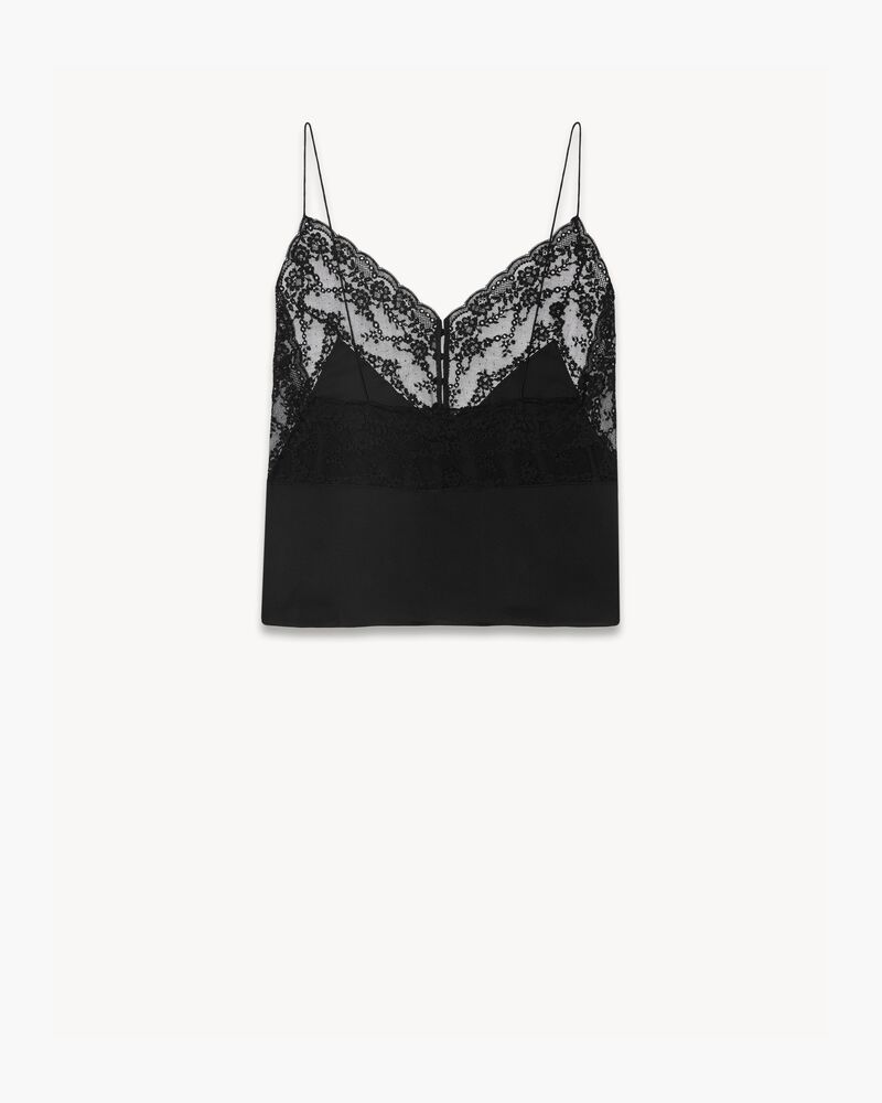 top in silk satin charmeuse and lace