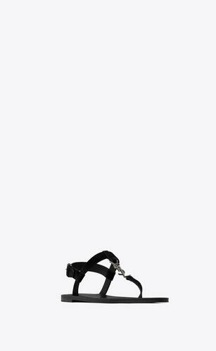 flache cassandre sandalen aus veloursleder mit silberfarbenem monogramm