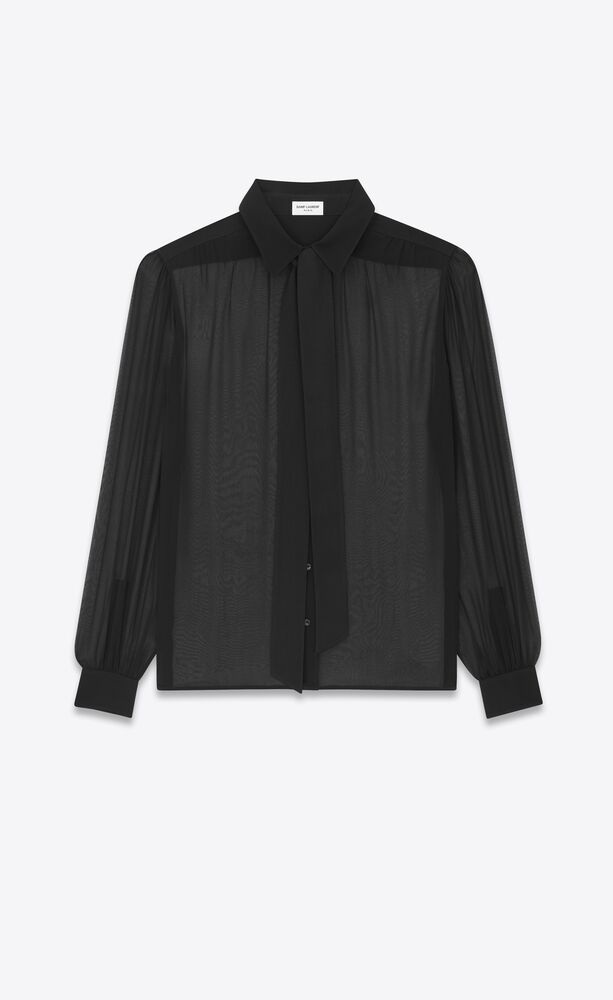 lavallière-neck blouse in crepe muslin