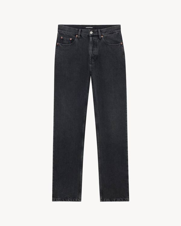 完売 38 Midlize Wide Denim blackブラックデニム チー MICK long jeans in midnight black denim | Saint Laurent | YSL US