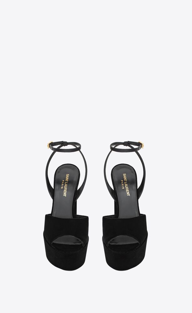 Jodie platform sandals in velvet | Saint Laurent | YSL.com