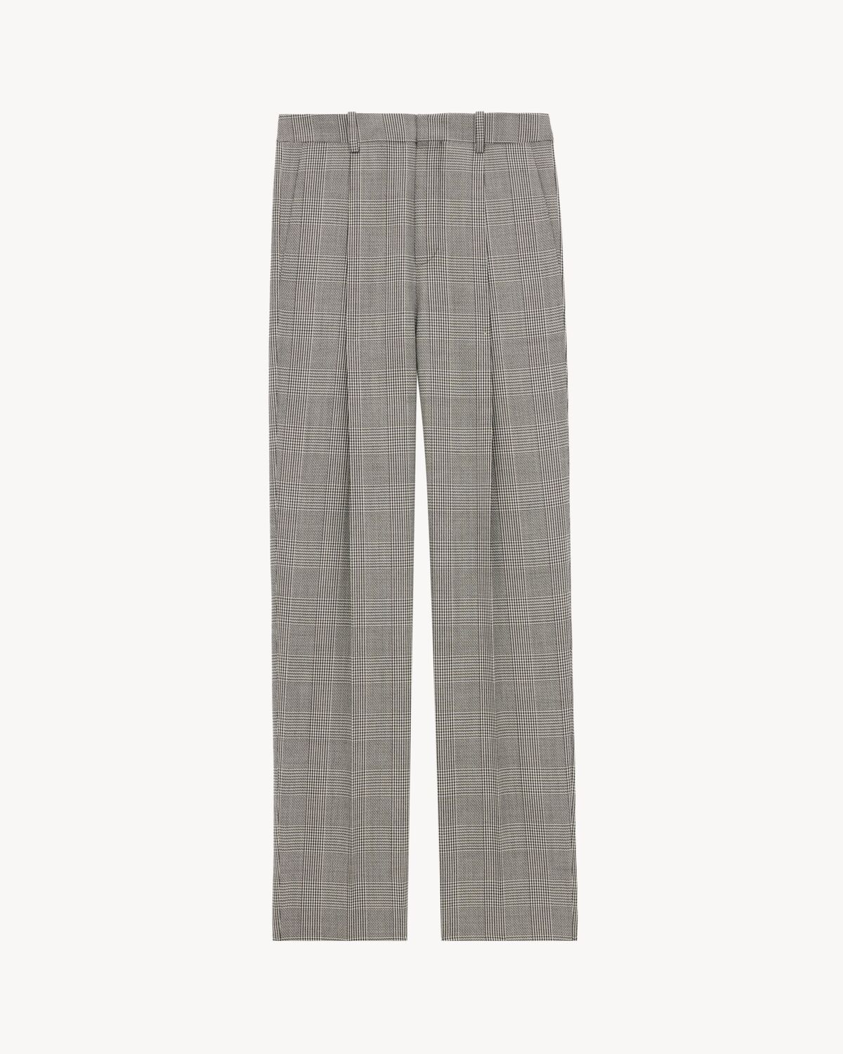 high-waisted pants in prince of wales wool