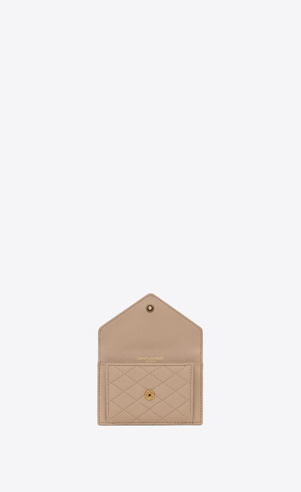 キルティングラムスキン製 ギャビー フラップ式カードケース