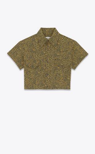 chemise courte à imprimé léopard