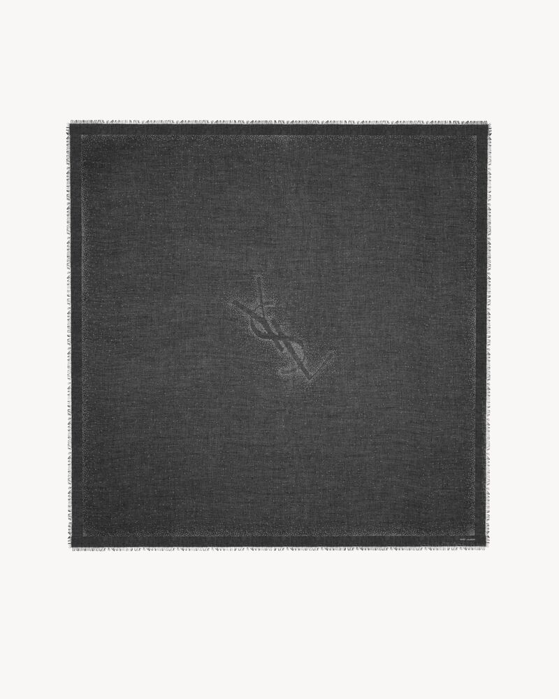 ラージ YSL ドット スクエアスカーフ（モダール／カシミヤ）