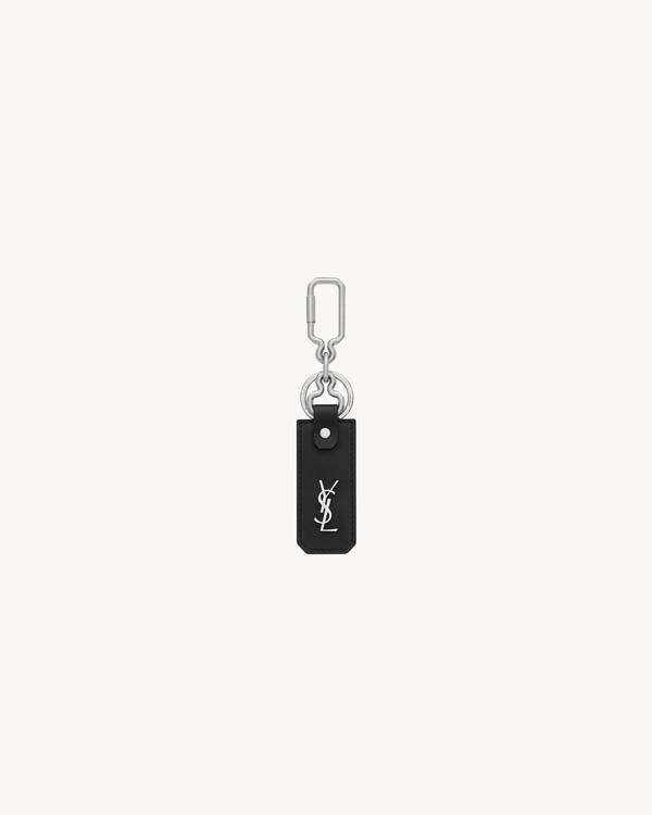【美品】SAINT LAURENT CASSANDRE KEY RING CASSANDRE SAINT LAURENT keyring in leather in Black | Saint