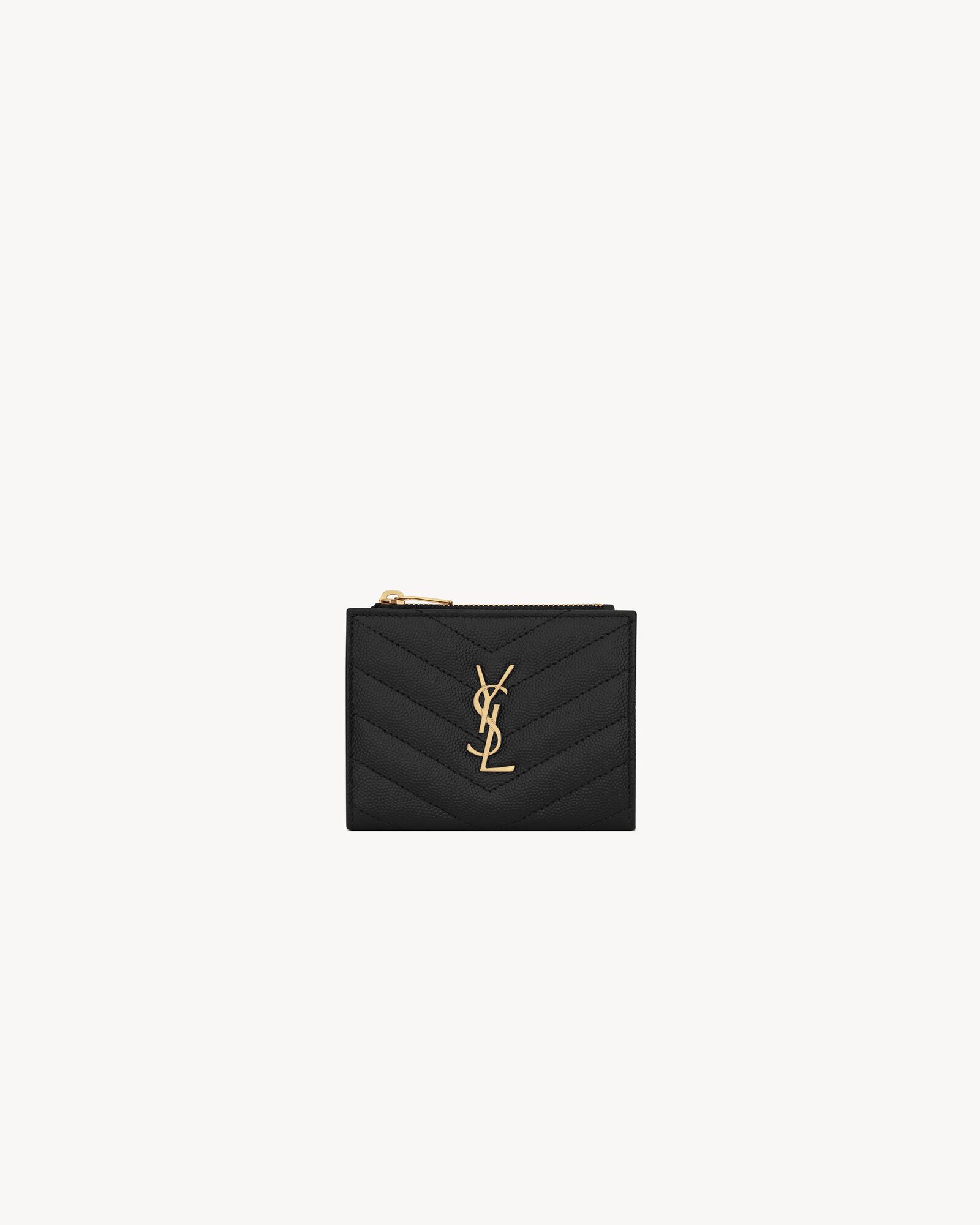 モノグラム バイフォールドウォレット（グレイン・ド・プードル エンボスレザー） | Saint Laurent