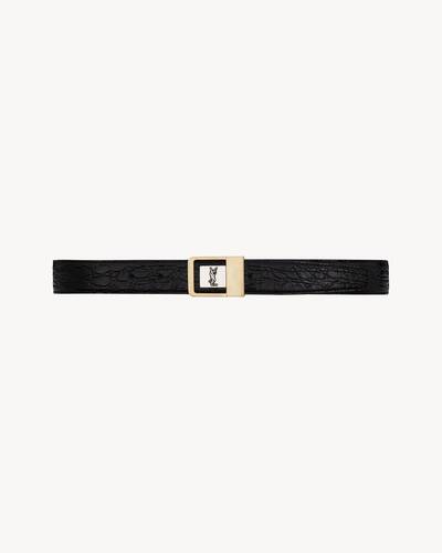 Saint Laurent Men's Slim Grained Leather Belt