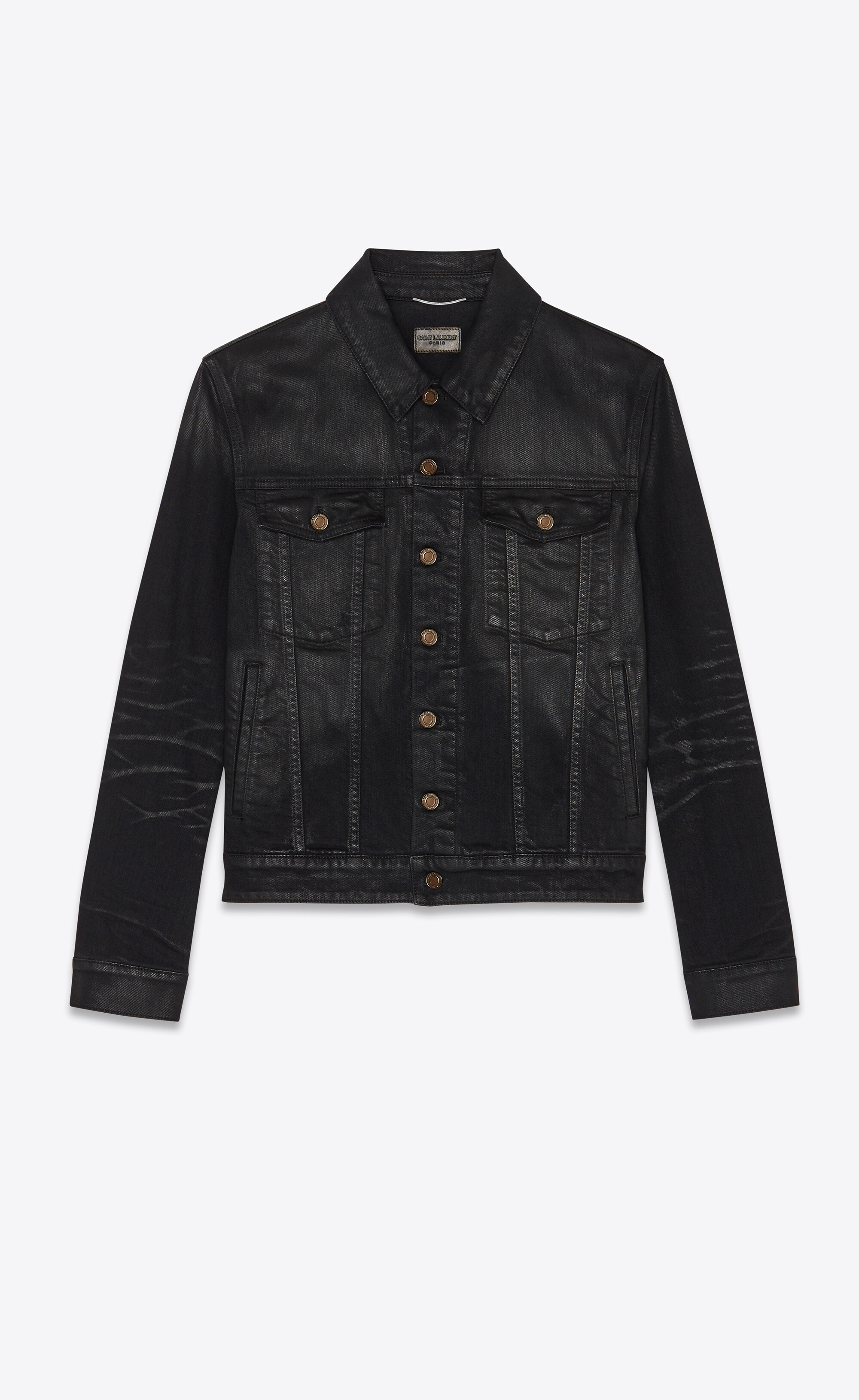 Denim jacket in lightly coated black 