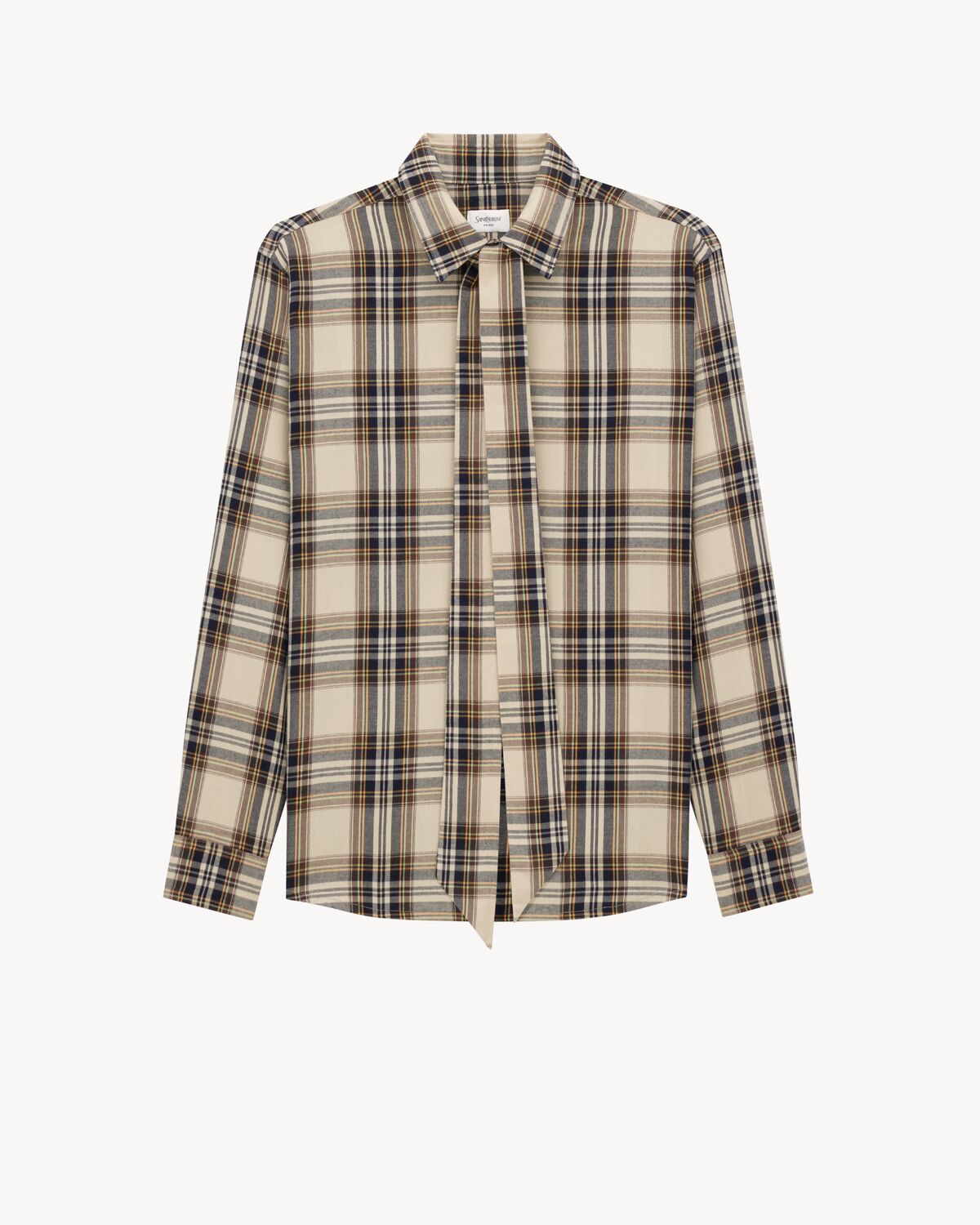 chemise cassandre à lavallière en coton motif tartan