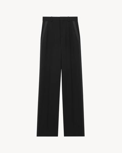 saint laurent タキシードパンツ　2023SS high-rise tuxedo pants in grain de poudre in Black | Saint Laurent