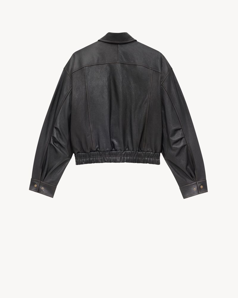 bomber jacket in grained lambskin