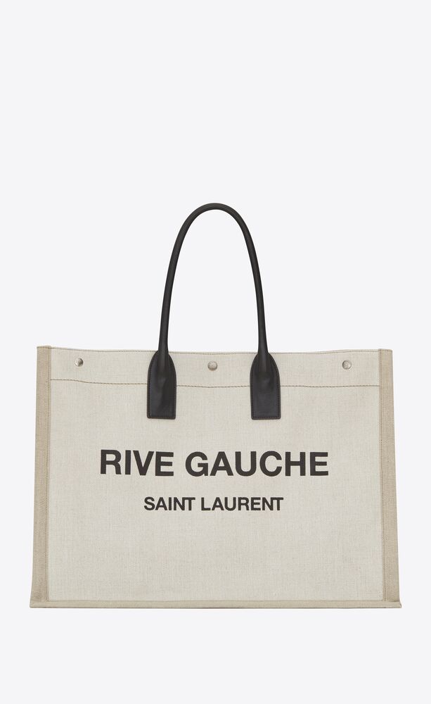 Rive Gauche Tote Bag In Linen And Leather Saint Laurent Singapore Ysl Com