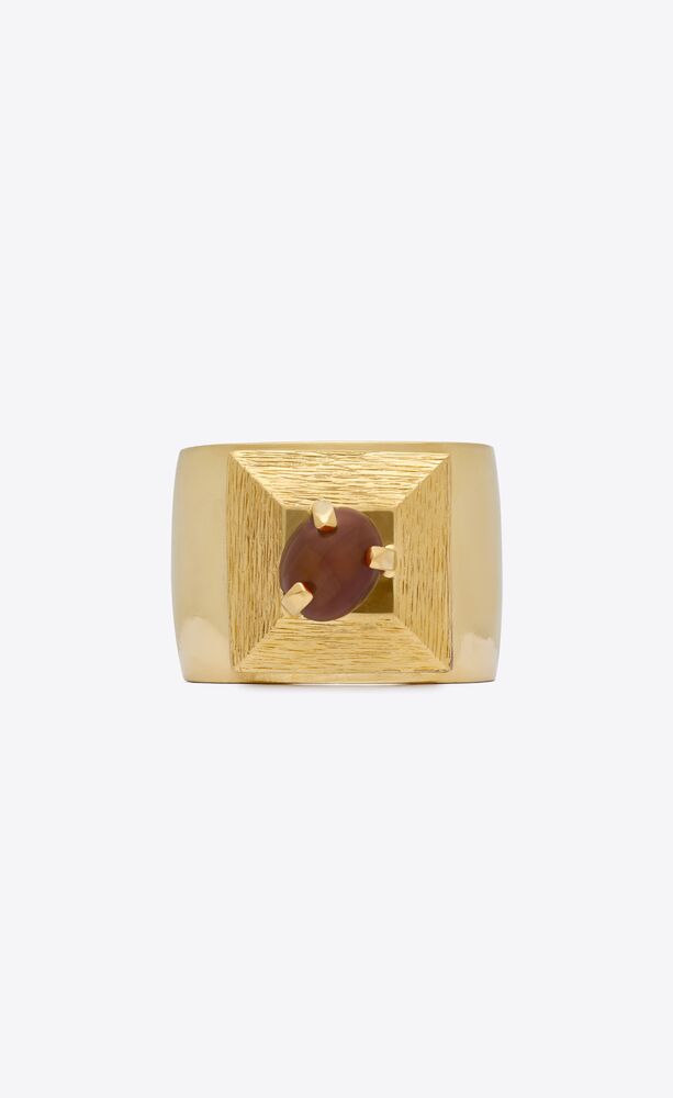 stone and square cuff in metal