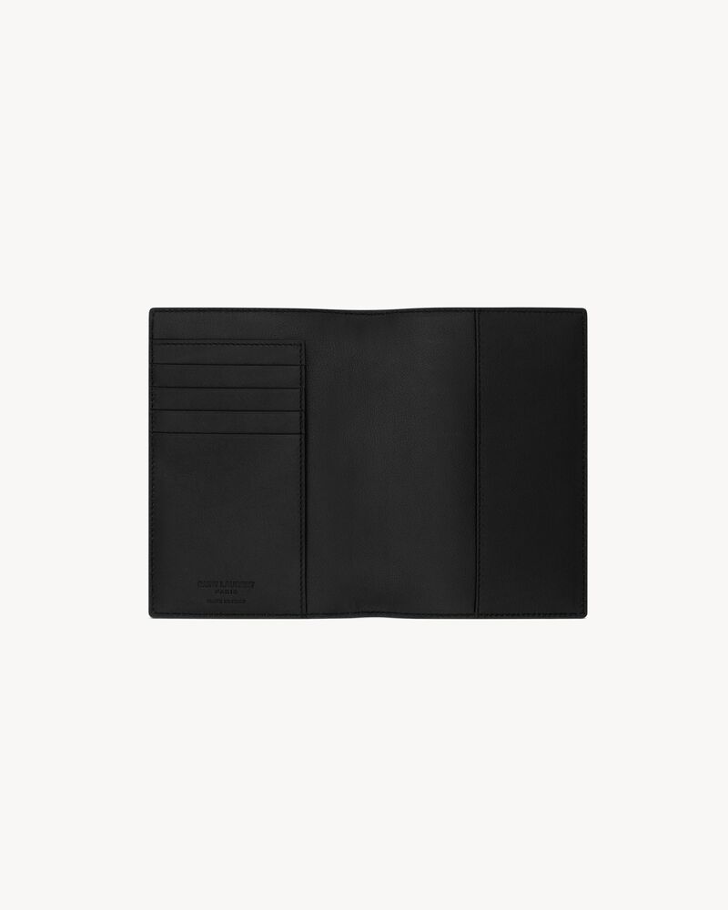Saint Laurent Paris passport case in ripple leather