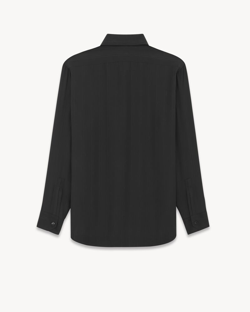 YVES COLLAR SHIRT in matte and shiny CASSANDRE striped silk