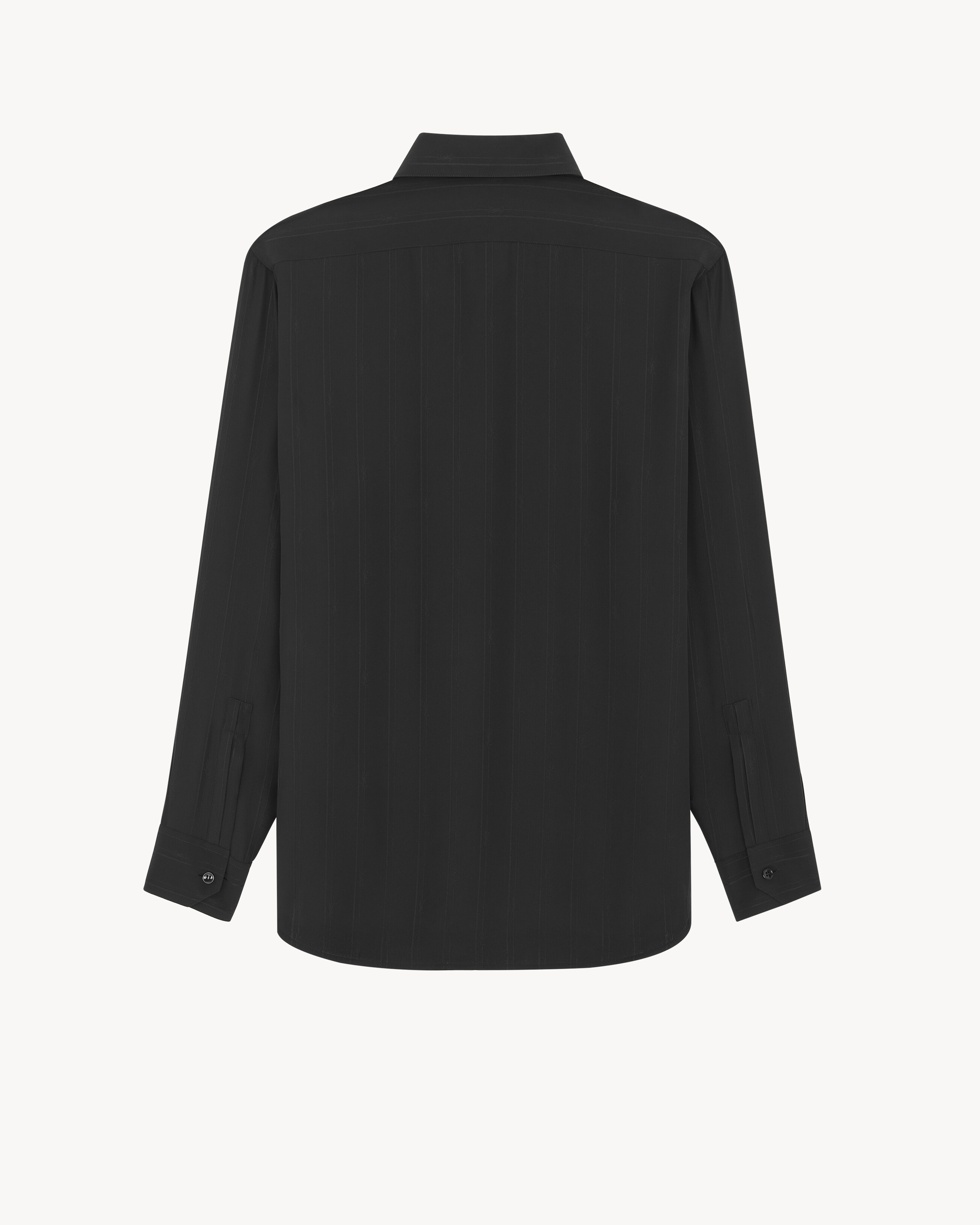 Camisa con Cuello Yves de Seda Mate y Brillante con Motivo de Rayas Cassandre