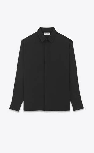 yves collar classic shirt in matte and shiny silk