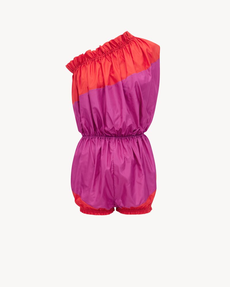 one-shoulder romper in silk