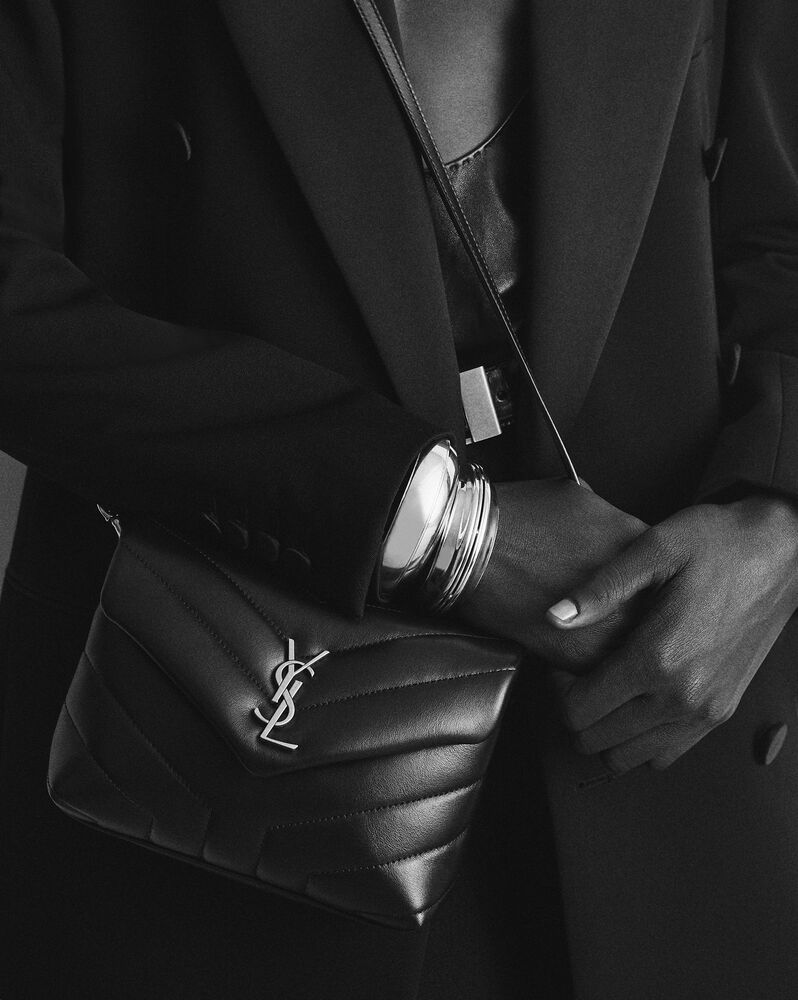 YVES SAINT LAURENT Loulou Small Calfskin Leather Shoulder Bag Black