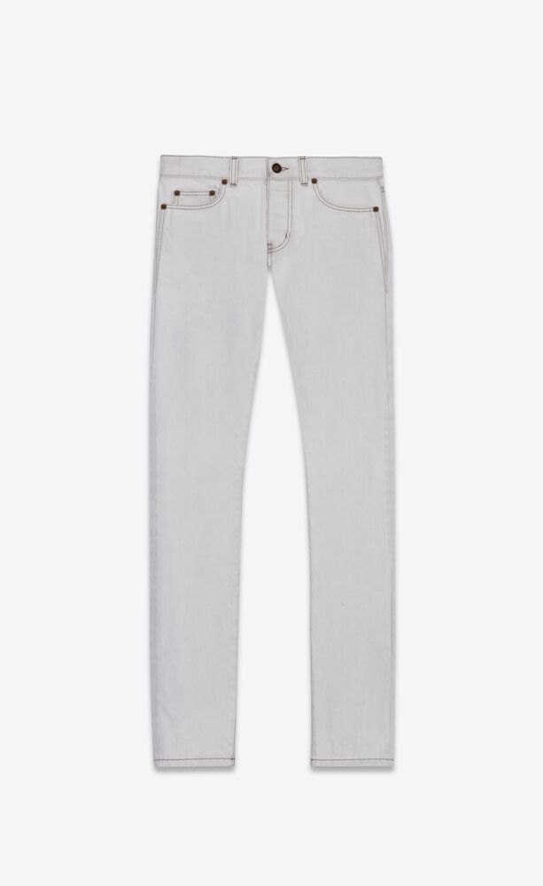 jeans slim-fit in denim bianco spento/grigio