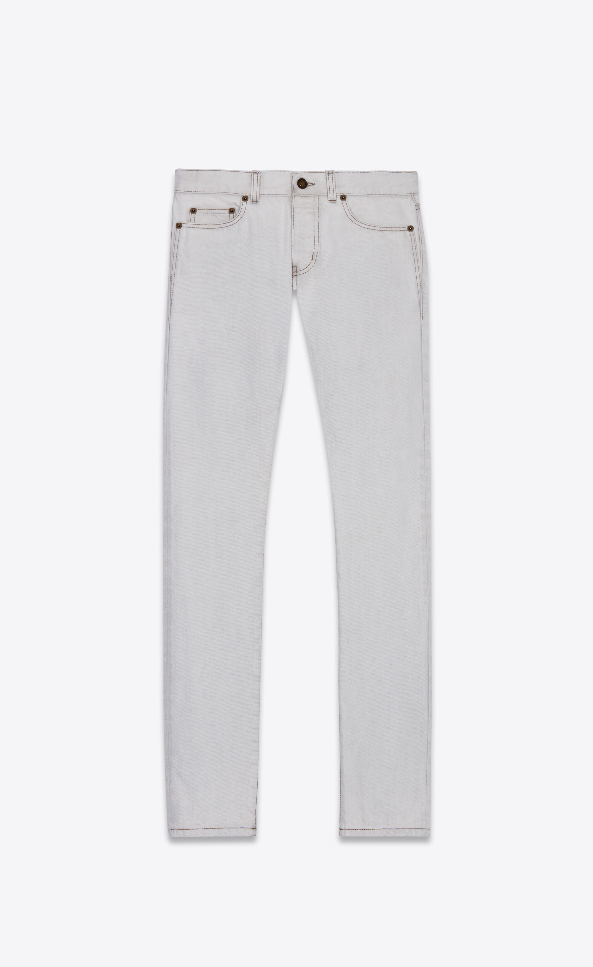 udredning Nyttig Paradoks Slim-fit jeans in grey off-white denim | Saint Laurent | YSL.com