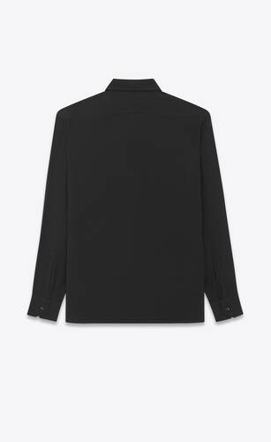 yves collar classic shirt in matte and shiny silk