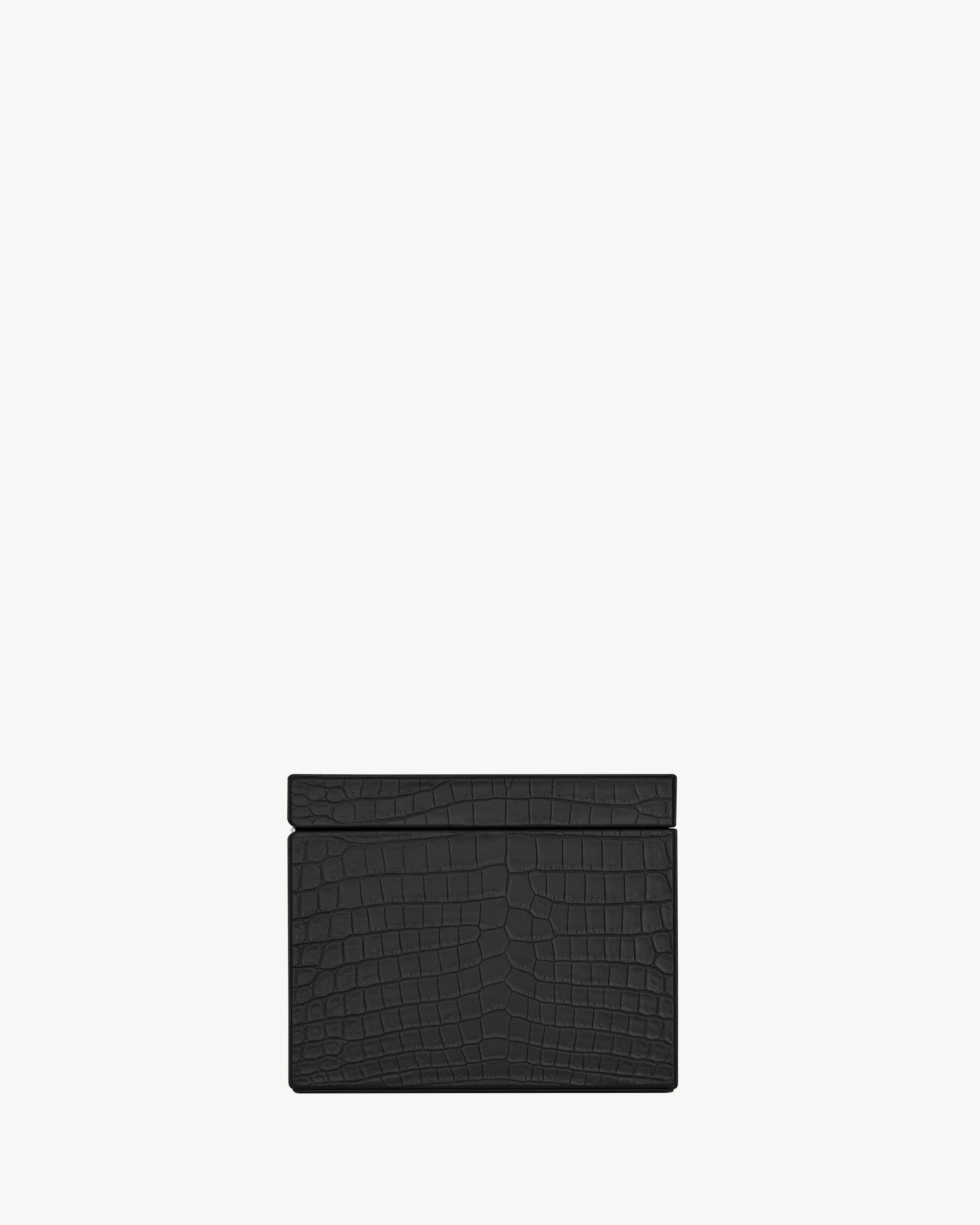 Small CROCODILE-EMBOSSED leather box