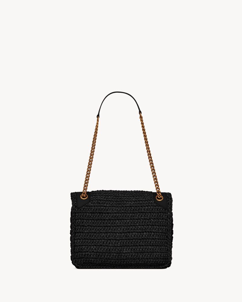 NIKI medium CHAIN BAG in raffia and leather