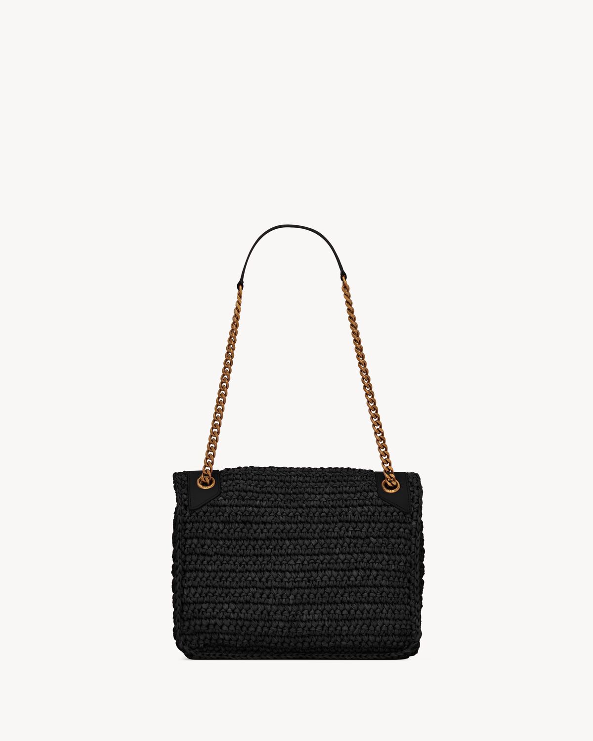 NIKI medium CHAIN BAG in raffia and leather