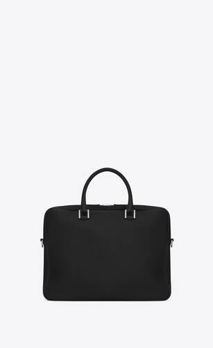 Holdall in Grained Italian Leather with Embossed Logo- Black | Men's Business Bags