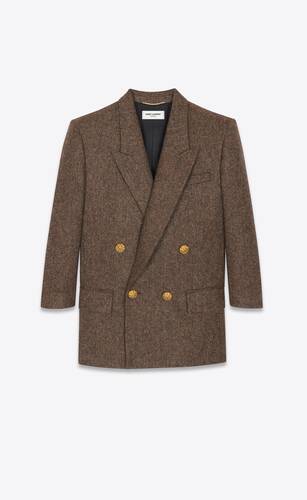 chaqueta con doble botonadura de lana con motivo de espiga