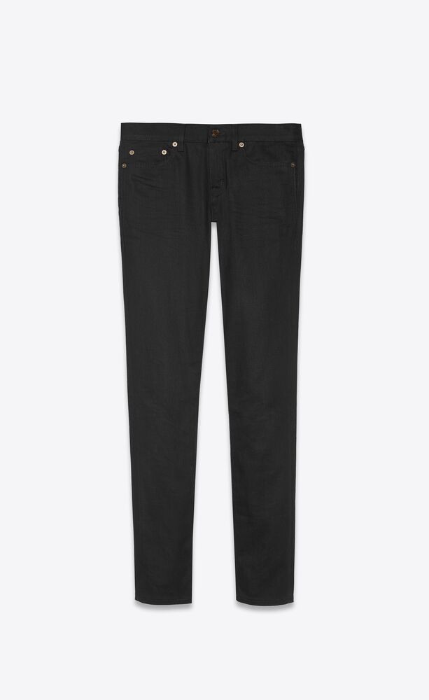 low-rise jeans in used black denim