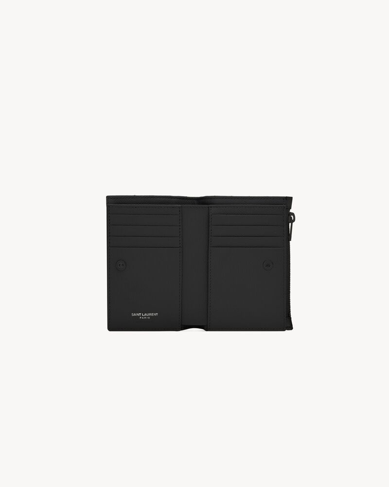 CASSANDRE SAINT LAURENT MATELASSÉ粒面压印皮革拉链双折钱包