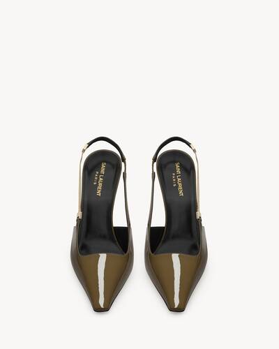 新作☆【SAINTLAURENT】「Doville」サテンスリングバック リー スリングバック パンプス（パテントレザー） | Saint