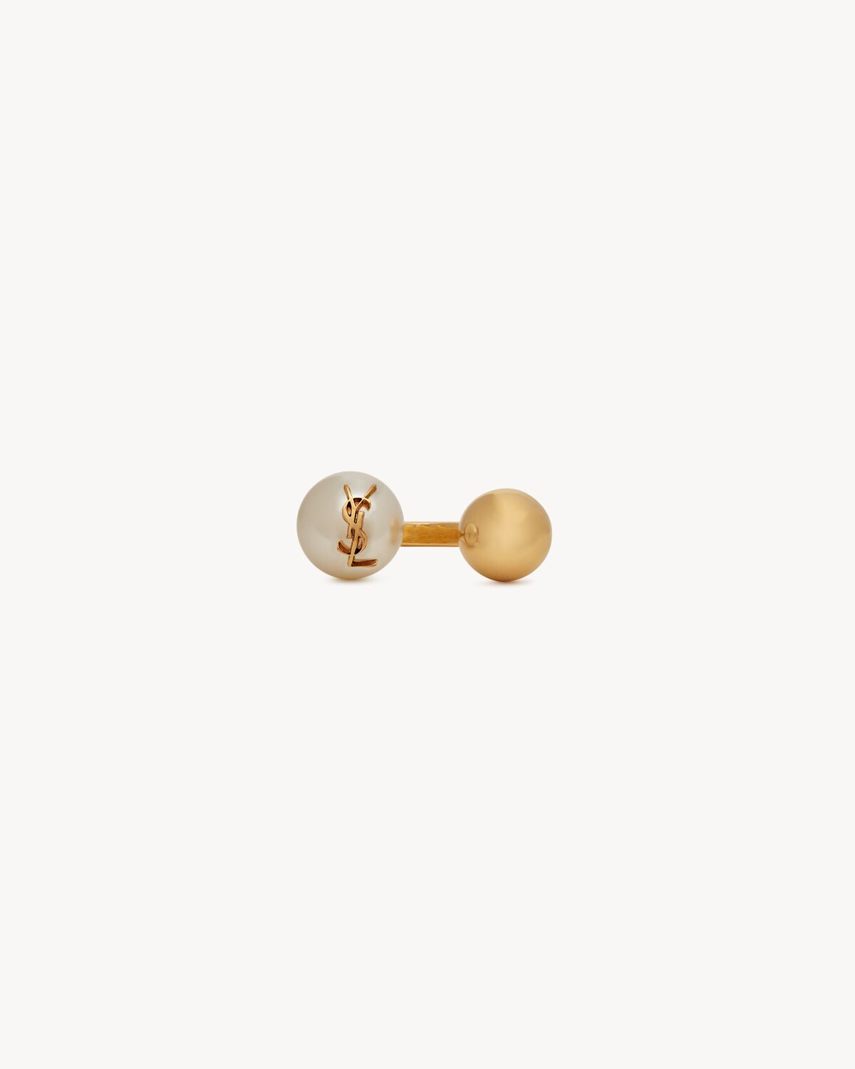 YSL珍珠及金屬球形戒指