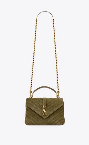 college medium chain bag in quilted suede